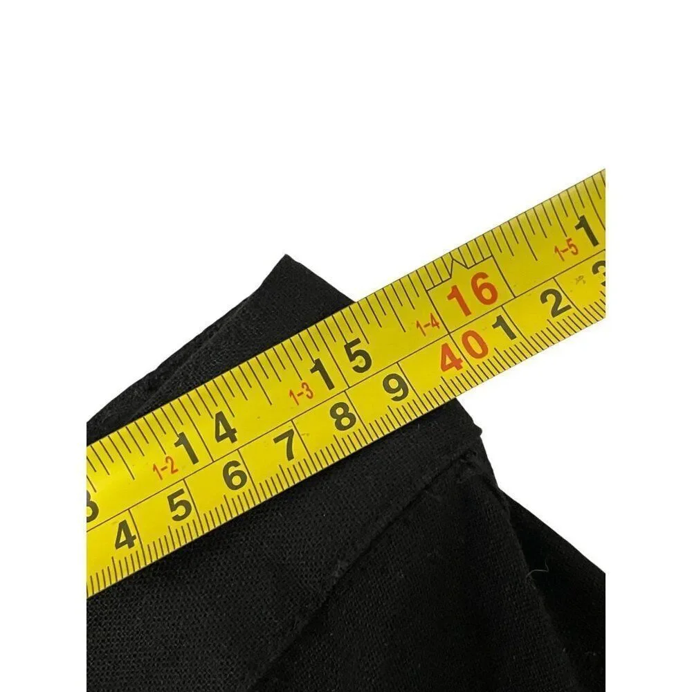 Zara Women Cropped Trouser Pants Large Black Wide Leg Viscose Linen 2845/722 NWT - Picture 12 of 14